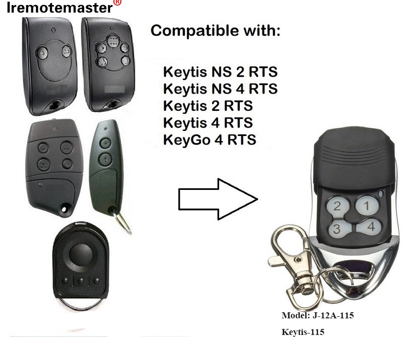 د کیټیس NS 2 RTS Keytis NS 4 RTS ګیرج دروازې ریموټ کنټرول 433.42MHz لپاره