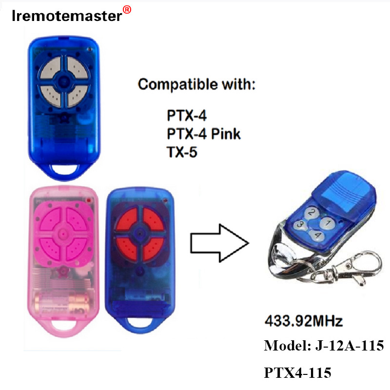 د PTX4 433.92 MHz رولینګ کوډ ګراج دروازې ریموټ کنټرول لپاره