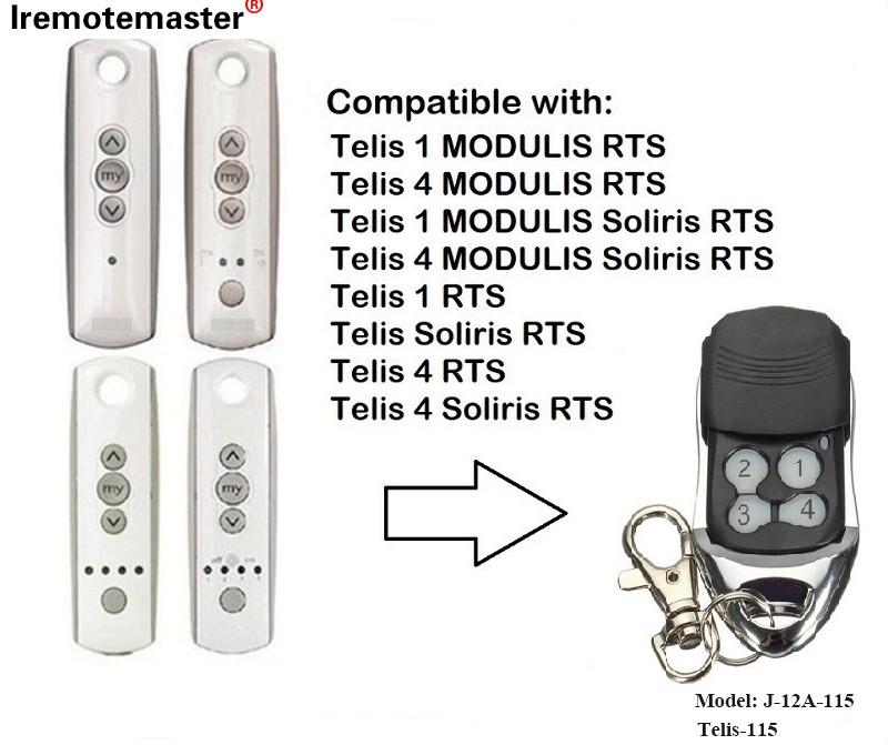 د ټیلس 1 RTS ټیلس سولیرس RTS 4 RTS ګیرج دروازې ریموټ کنټرول 433.42MHz لپاره
